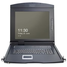 DIGITUS Consola Modular TFT 17" KVM 8 Puertos Panel Táctil Teclado Alemán 1280x1024 para Rack 1U
