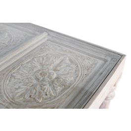 Giner y Colomer Mesa de Comedor Rectangular de Madera de Mango Tallada a Mano 220 cm Blanco Decapé