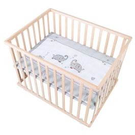 Parque para bebés con ruedas - ROBA - Jumbotwins - Altura ajustable - Tapete para parque incluido - Madera maciza natural - Patrón de elefante Precio: 156.69000028. SKU: B1CMQNMGDT