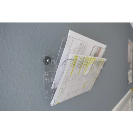 Durable Expositor de Pared con 2 Compartimentos Magnéticos Transparentes para Folletos A4 Horizontal