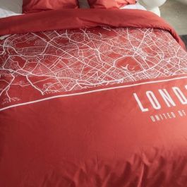 Today TOD3574641268626 Juego de Cama HOY JAVA Algodón para 2 Personas 240x220 cm Estampado Londres Rojo