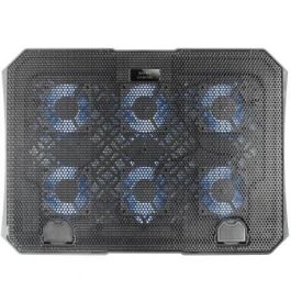 Mars Gaming Base de Refrigeración MNBC23 para Portátil hasta 16", 6 Ventiladores LED Azul, Stand Ajustable 6 Posiciones, Soporte para Smartphone