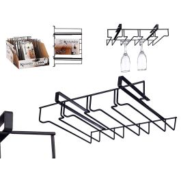Kinvara Soporte de Copas de Metal Negro para Colgar 35 x 7 x 25,5 cm, Distancia 2,5 cm (6 Unidades)