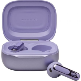 JBL JBLLIVEFLEX3PUR Auriculares True Wireless Live Flex 3 con Cancelación Ruido Adaptativa, Sonido Espacial, Estuche Carga Inteligente, 50h Batería, Púrpura