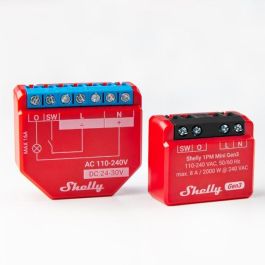 Shelly 1PM Mini Gen. 3 Relé WLAN Bluetooth con Medición de Potencia 8A 1 Canal Empotrable