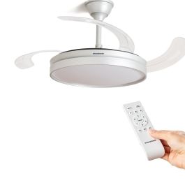 Ventilador de Techo con Luz LED y 4 Aspas Retráctiles Silteez InnovaGoods Plateado 80 W Ø49-104 cm