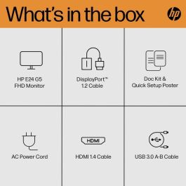 HP E24 G5 Monitor de 24 Pulgadas Full HD para Oficina y Hogar. Pantalla Ergonómica con Confort Visual y Flexibilidad Ajustable