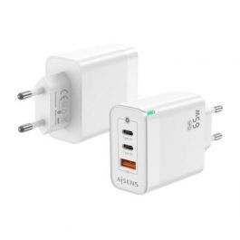 Aisens Cargador GaN 65W con 2 USB-C PD3.0 QC4.0 y 1 USB-A QC3.0, Blanco Aisens Cargador GaN 65W con 2 USB-C PD3.0 QC4.0 y 1 USB-A QC3.0, Blanco