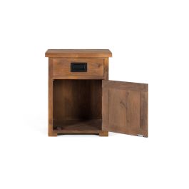 Giner y Colomer Mesita de Noche de Madera de Mango con Puerta y Cajón, 64x51x40 cm