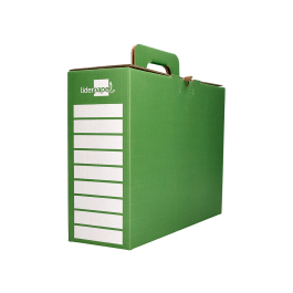 Liderpapel Caja Archivador Definitivo Reforzado con Asa 393x120x279mm Cartón Verde Cheque Libro