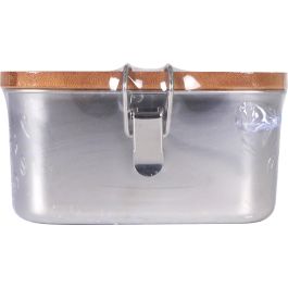Quttin Fiambrera acero inoxidable con tapa de bambú rectangular 1500 ml - 20.5 cm x 15 cm x 7.7 cm (6 Unidades)