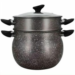 Menastyl 6020033 Olla Cuscusera de Aluminio Efecto Mármol, 9 Litros de Capacidad, Compatible con Todas las Cocinas e Inducción