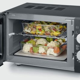 Severin MW 7762 Microondas con Grill 20 L 800 W | Acero Inoxidable y Negro | Encimera | Control Giratorio | 1000 W Parrilla