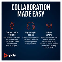 HP Auriculares Estéreo Blackwire C8225-M USB-C/A Certificado para Teams Negro