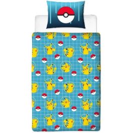 Pokemon AAARV73699 - Juego de cama reversible Pikachu Laser - Microfibra - Funda nórdica 140x200 cm + Funda de almohada 63x63 cm
