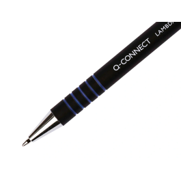 Q-connect Bolígrafo Retractil con Grip 0,7 mm Color Azul para Escritura Cómoda, Punta Metálica 0,5 mm, Tinta Aceite