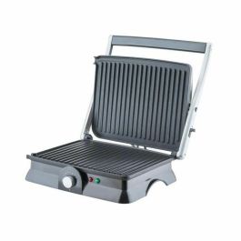 H.Koenig GR20 Plancha eléctrica de carne y panini 2000W - Superficie 29.7x23 cm, Termostato ajustable, Auto altura, Acero inoxidable y negra