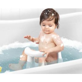 KioKids Asiento de Bañera Deluxe con detector de calor, acolchado, 5 ventosas para fijación segura, Blanco, bebés +12 meses