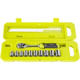 Ryobi RYO4892210225214 - Set Llave Carraca 90 Dientes (4°) y 10 Vasos 3/8'' (8-17mm) en Caja Compatible Ryobi LINK Ryobi RYO4892210225214 - Set Llave Carraca 90 Dientes (4°) y 10 Vasos 3/8'' (8-17mm) en Caja Compatible Ryobi LINK