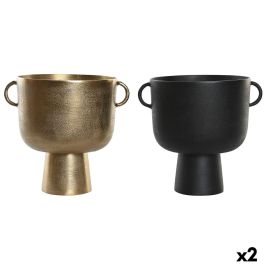 DKD Home Decor Jarrón de Decoración Moderno Negro Dorado Aluminio, 29x33x36 cm - Pack 2 Unidades Surtidas