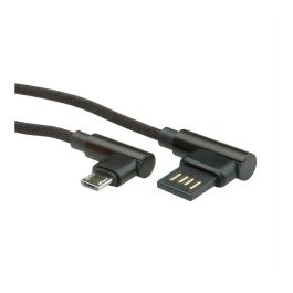 ROLINE 11.02.8720 Cable USB 2.0, Tipo A a Micro USB B, Recto/Recto, Negro, 0.8 m