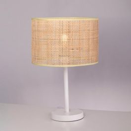 Pakdasht SKD-T1011 Lámpara de Mesa de Ratán y Metal Blanco. Diseño Boho-Chic con Casquillo E27 para Salón y Dormitorio. Precio: 39.88999982. SKU: B1HK2CXHRJ