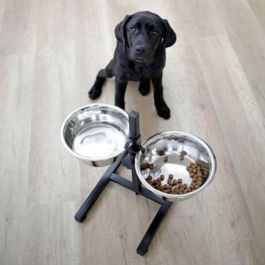 Kerbl Barra de comida elevada para perros con 2 cuencos de acero inoxidable de 2800 ml y base de PVC de 43 cm de altura Kerbl Barra de comida elevada para perros con 2 cuencos de acero inoxidable de 2800 ml y base de PVC de 43 cm de altura