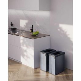 Curver Papelera de reciclaje VERTO 54 L Gris perla para clasificación eficiente de residuos domésticos en cocina, plástico duradero