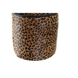 DKD Home Decor Sujetapuertas Colonial 19 x 19 x 19 cm con Detalle Leopardo en Piel y Cuerda