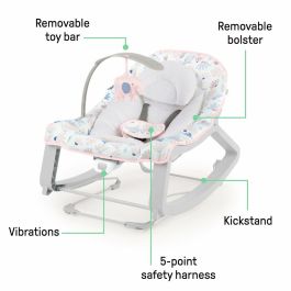 Ingenuity ING17377 Mecedora para bebé 3 en 1 Keep Cozy Burst - 3 posiciones - Arco con peluches extraíbles - Hasta 18 kg