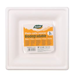 Set de 3 Platos Biodegradables Cuadrados 26 cm Algon (24 Unidades) Set de 3 Platos Biodegradables Cuadrados 26 cm Algon (24 Unidades)