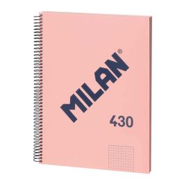 Milán Cuaderno A4 Colección 430 since 1918, Espiral Metálica, Cuadriculado 5x5mm, 80 Hojas, Tapa Dura, Rosa