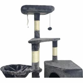 SWIFTY Árbol para gatos - 55 x 40 x 138 cm - Gris oscuro - 3 plataformas, 1 percha, 1 nicho, postes rascadores