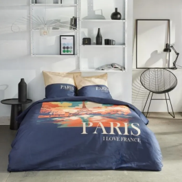 Today Juego de Cama para 2 Personas 240x220 cm Algodón Estampado París Azul