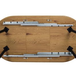 Home Deco Factory Mesa Extensible Oval de Comedor 120/160x80x76 cm, MDF y Hierro, para 4-6 Personas