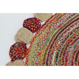 DKD Home Decor Alfombra Pokara Indio Multicolor 160 x 160 cm Algodón Yute Poliéster