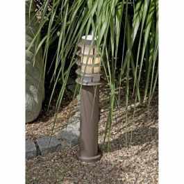 Brilliant Bolardo Pedestal Exterior Cilíndrico Metálico, Colección Oskar, 51cm Alto Marrón Brillante, Difusor Metacrilato Opalino, IP44