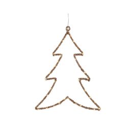 Lumineo Árbol de Luz LED Decorativa Interior Dorado Metal Luz Cálida con Temporizador 6h/18h, Funciona a Pilas AA, 34x46 cm