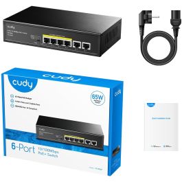 Cudy FS1006P Switch Fast Ethernet (10/100) con PoE Negro