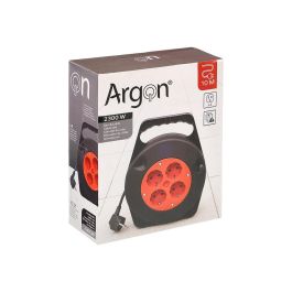 Argon Cable Enrollable 10M Eléctrico 4 Enchufes 2300W Color Negro/Rojo (Set de 6)