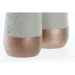 Baño Chic DKD Home Decor Gris Cobre 7x19x7 cm Set de 2 Piezas Cemento Dosificador Vaso