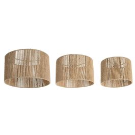DKD Home Decor Pantalla de Lámpara Urban Marrón 52x31x52 cm - Set de 3 Piezas de Fibra y Metal Compatible con Bombillas E27
