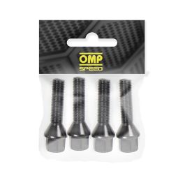 Omp OMPS09521401 Juego de 4 Tornillos M14x1.25 Cónico Largo 28 mm Llave 17 Color Negro Din 10.9