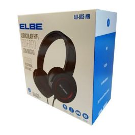 Elbe AU-813-NR Auriculares de Diadema con Micrófono, Negros/Rojos, Ergonómicos y Ligeros Elbe AU-813-NR Auriculares de Diadema con Micrófono, Negros/Rojos, Ergonómicos y Ligeros