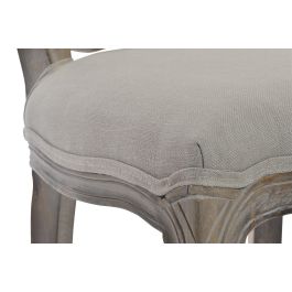 DKD Home Decor Silla Versailles Tradicional Gris Lino Ratan Rubberwood 53 x 49 x 95 cm (2 Unidades)