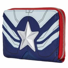 Loungefly Cartera Marvel Falcon Capitán América, piel sintética con cremallera, detalles bordados