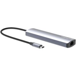 MANHATTAN 153966 Estación de Acoplamiento USB-C 7 en 1 con HDMI 4K, 2x USB 10Gb/s y Power Delivery 100W, Color Plata