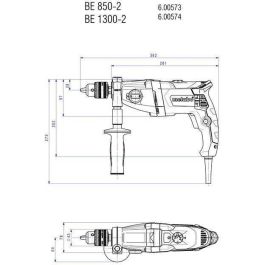 Taladro - METABO - BEV 1300-2 - Cartón - Portabrocas con llave - Llave portabrocas