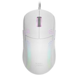Mars Gaming MMPROW Ratón óptico ambidiestro ultraligero RGB blanco 32000 DPI con cable flexible
