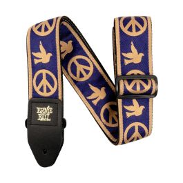 Ernie Ball Correa de Guitarra y Bajo Jacquard de Polipropileno, Diseño Navy & Blue Peace Love Dove, Ajustable 41"-72"